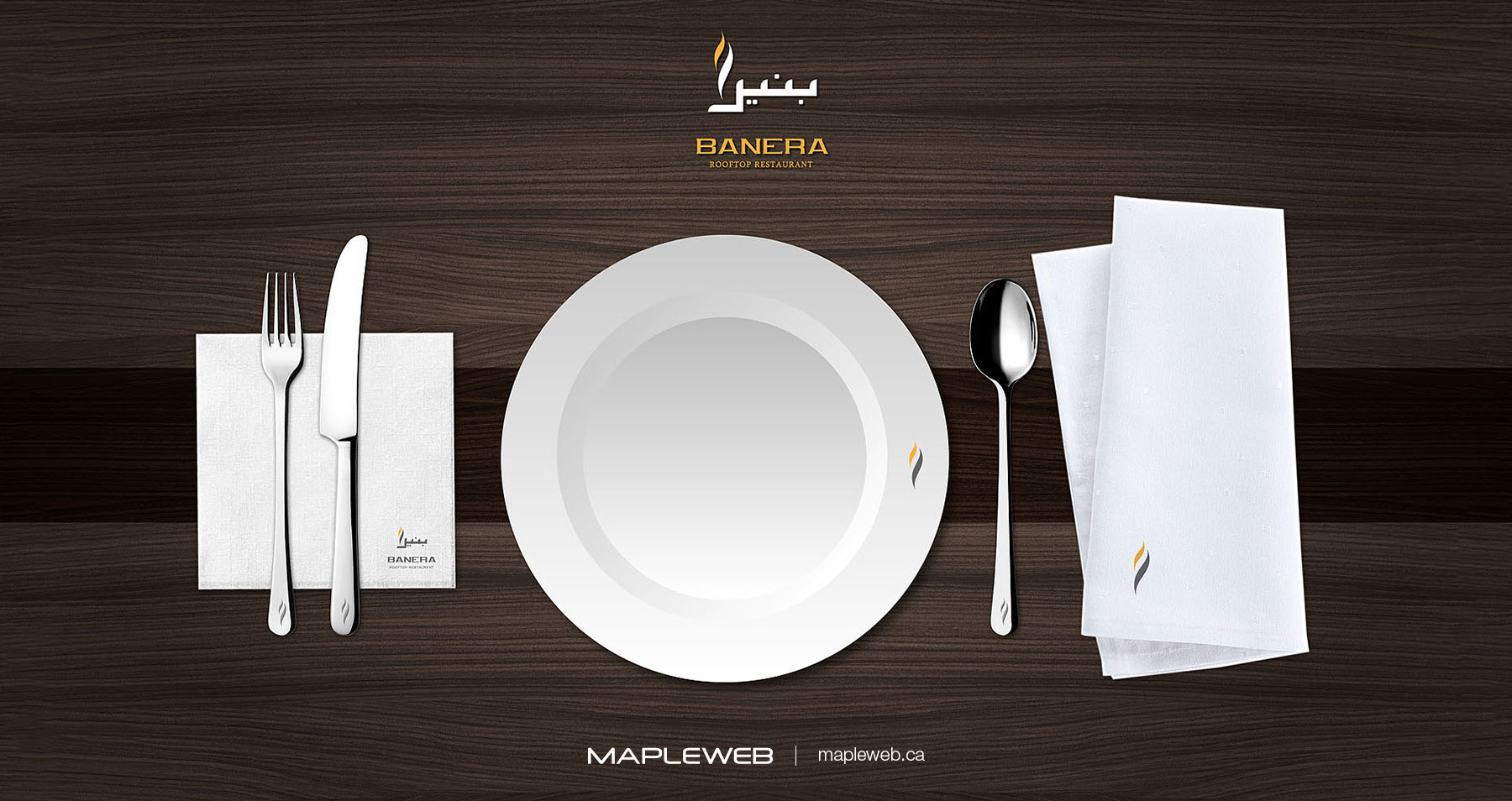 Banera RoofTop Plate Spoon Fork Knife and Napkins Brand design by Mapleweb