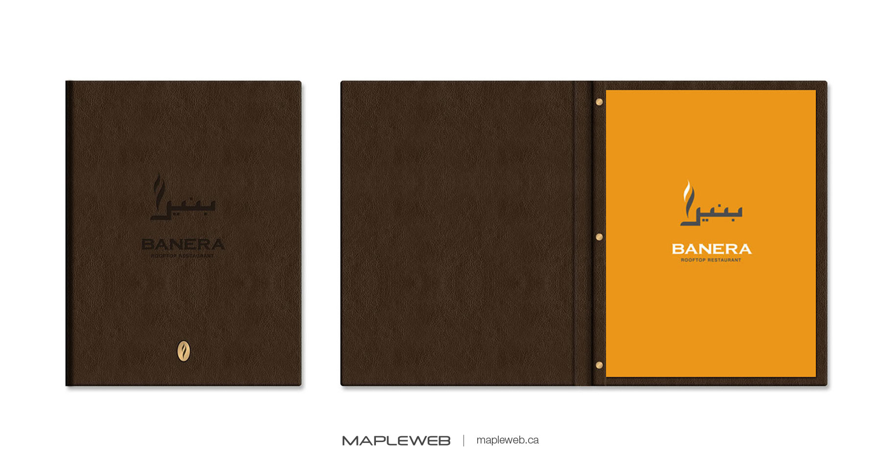 Banera RoofTop Brand design by Mapleweb Menu Book Displaying Logo