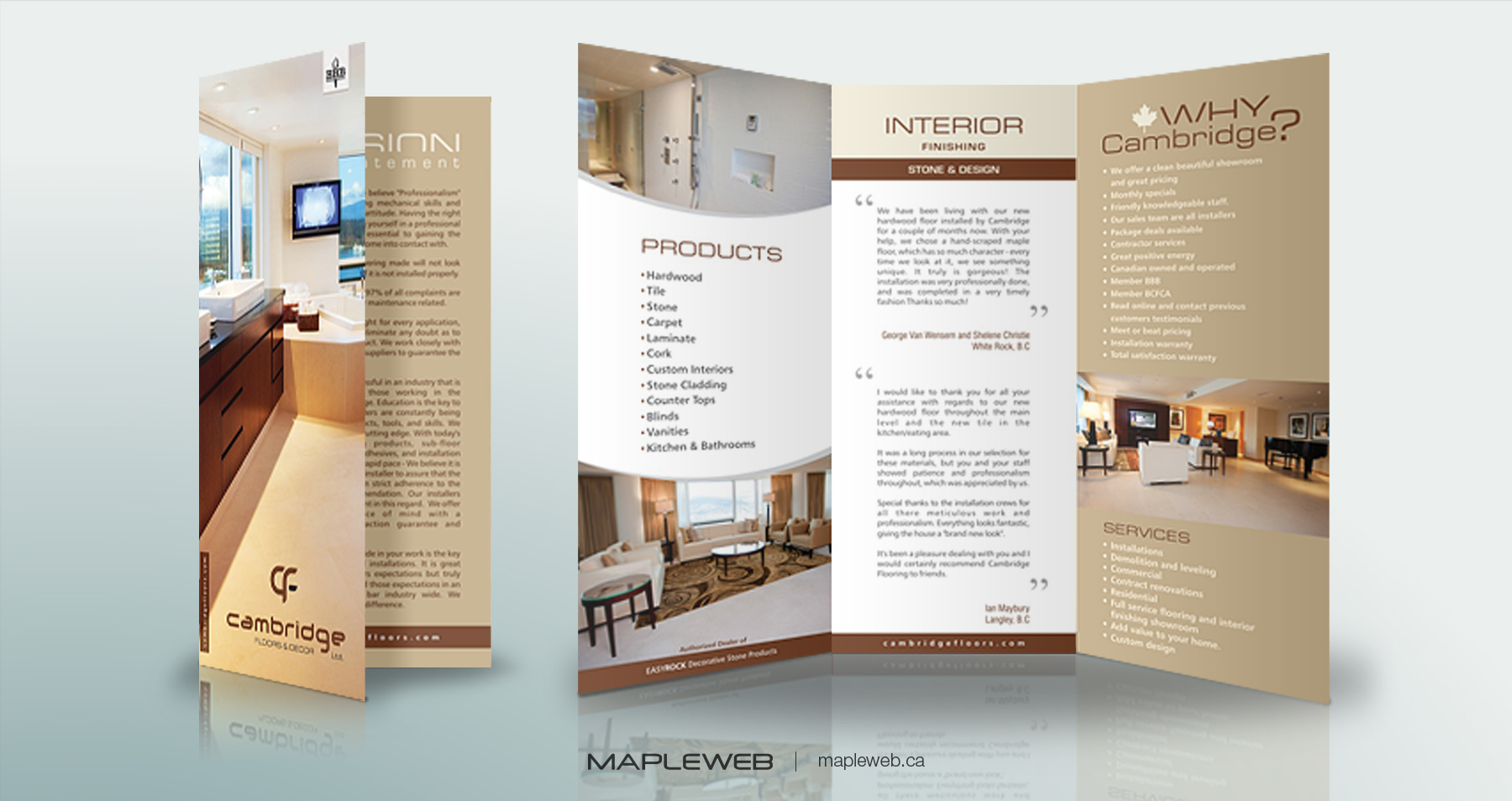 Cambridge Floors Bifold Brochure design by Mapleweb