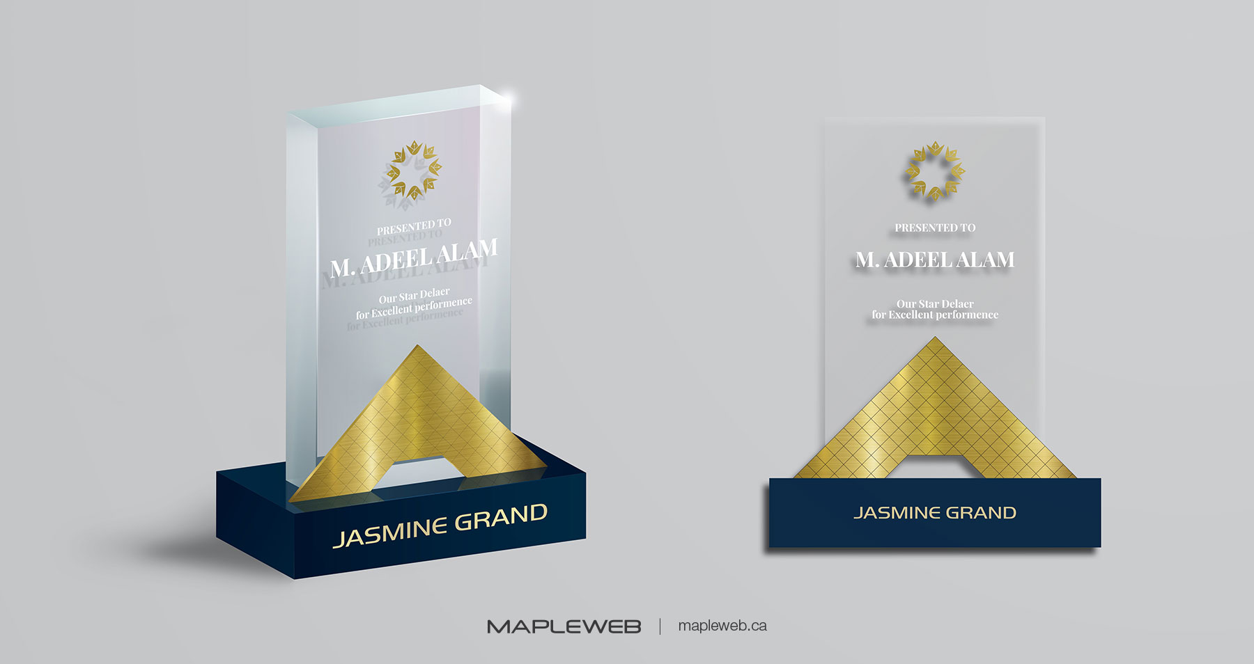 Jasmine Grand Mall Award Shield Displaying Logo Brand design by Mapleweb
