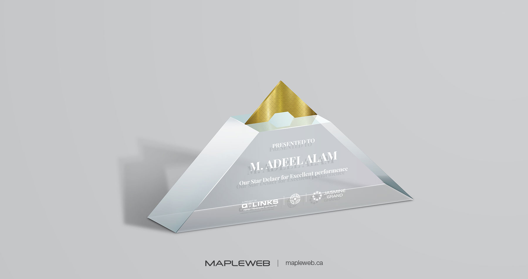 Jasmine Grand Mall Award Shield For Excellent Performance Brand design by Mapleweb