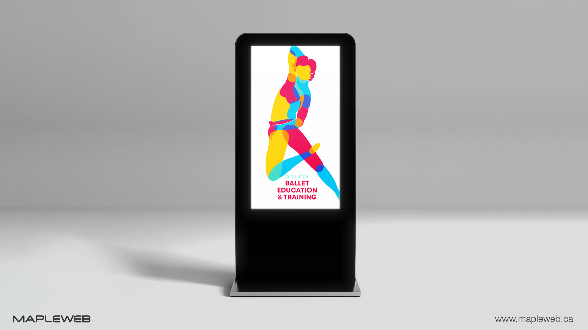 online-ballet-education-&-training-brand-logo-design-by-mapleweb-vancouver-canada-led-signage-mock