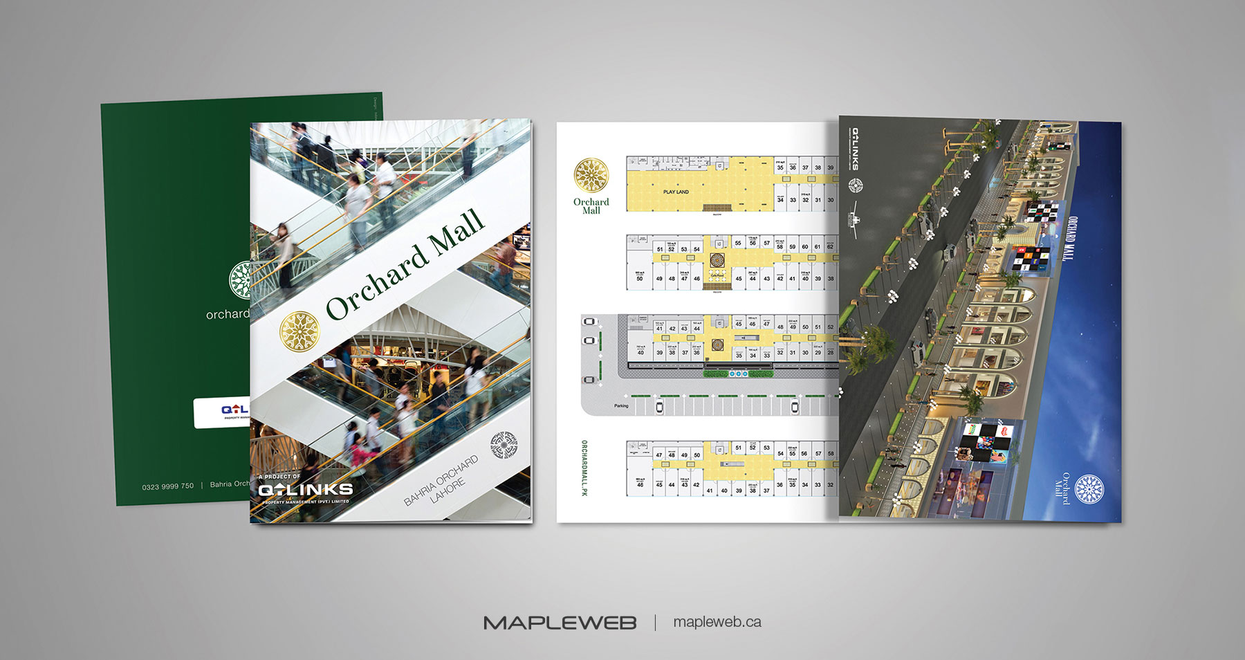 Orchard Mall Tri Fold Brochure Brand design by Mapleweb