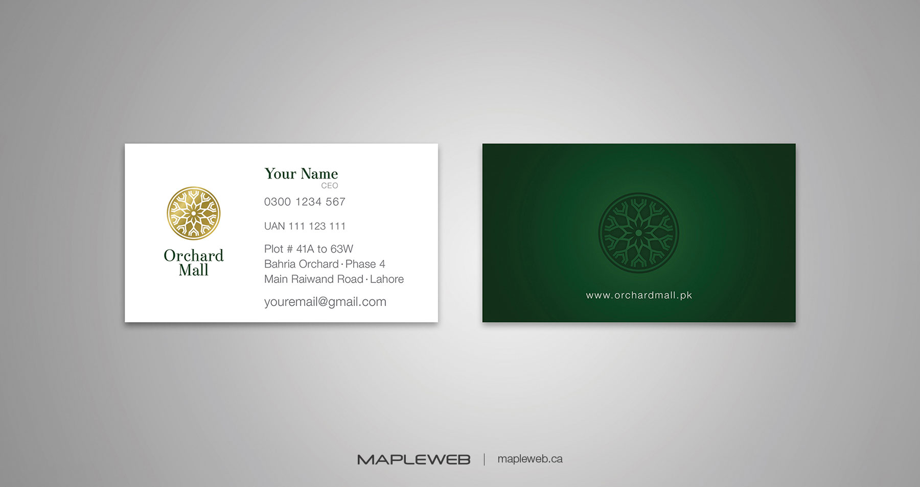 Orchard Mall Business Card Brand design by Mapleweb