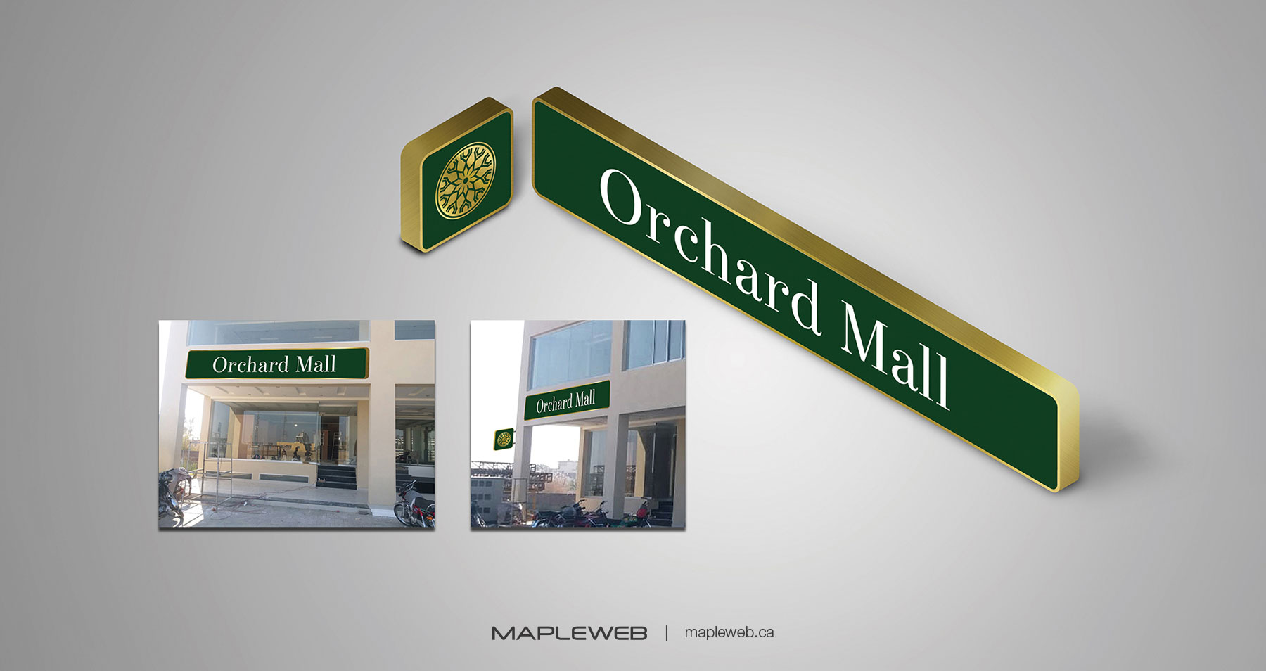 Orchard Mall Brand design by Mapleweb 3D Icons and Buildings Displaying Logo