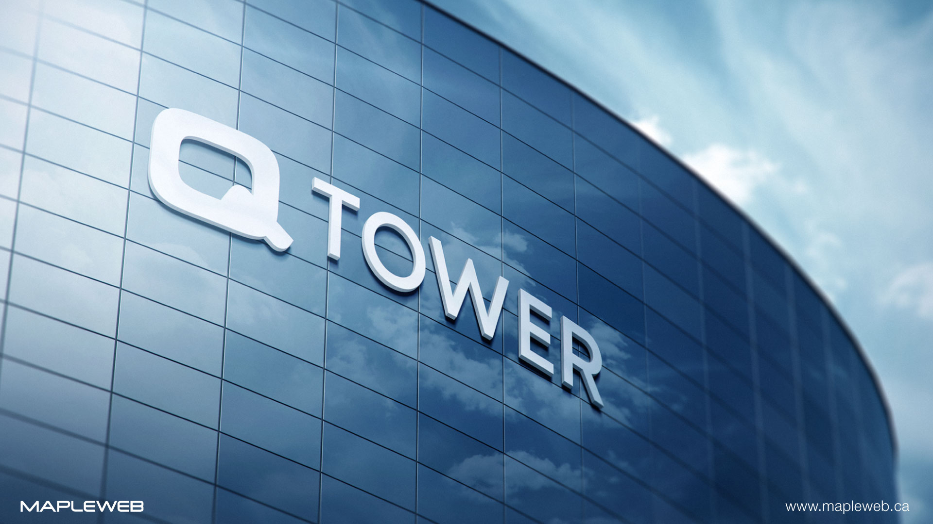 q-tower-brand-logo-design-by-mapleweb-vancouver-canada-black-building-mock