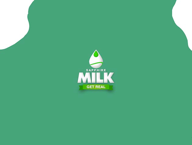 Sapphire Milk White Logo on Green Mat Brand design by Mapleweb