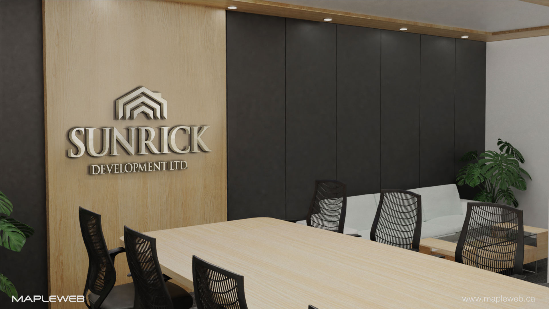 sunrick-development-ltd-brand-logo-design-by-mapleweb-vancouver-canada-office-wall-mock
